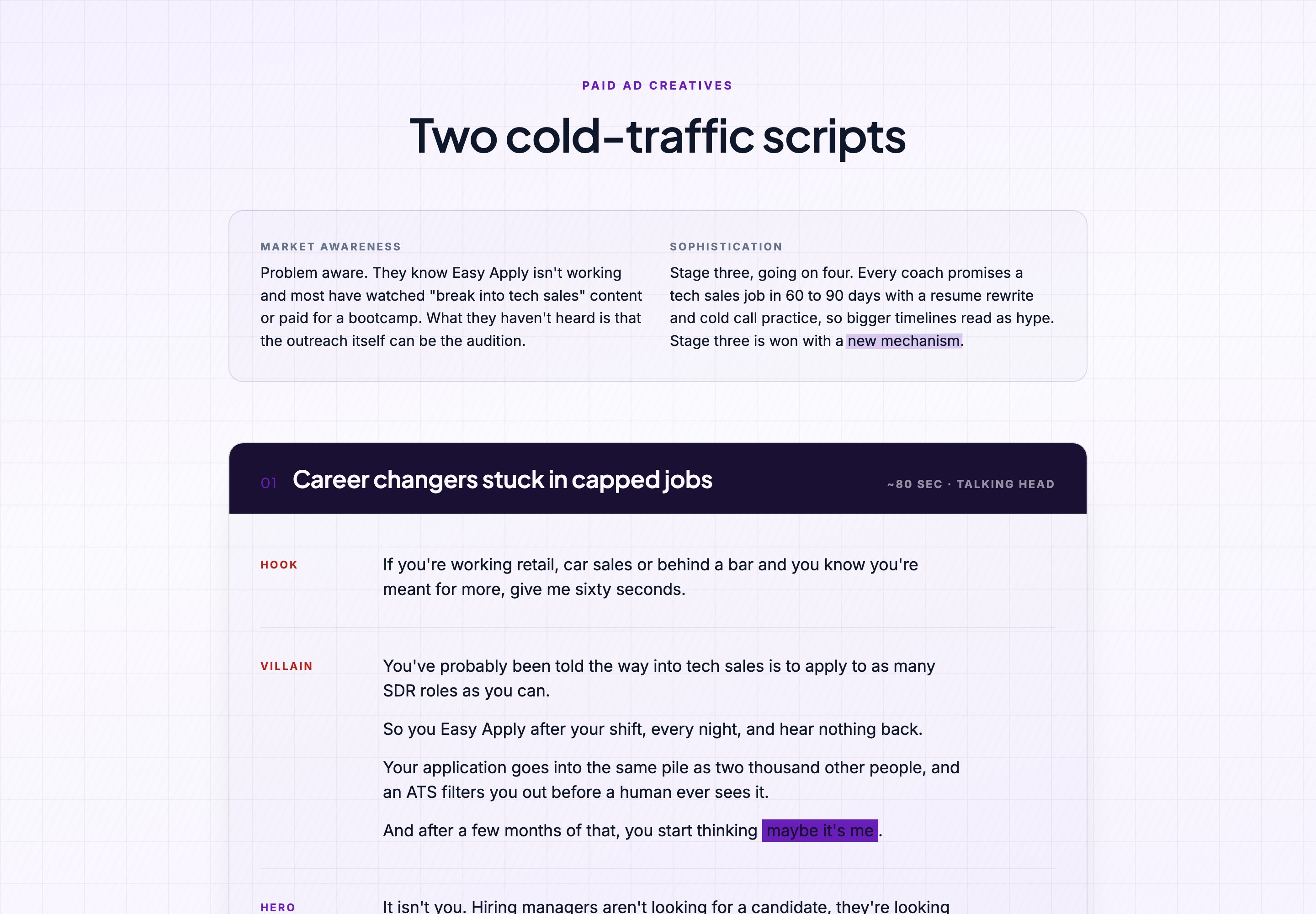 Ad creative scripts preview
